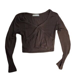 Elegant Brown Wrap Crop Top
